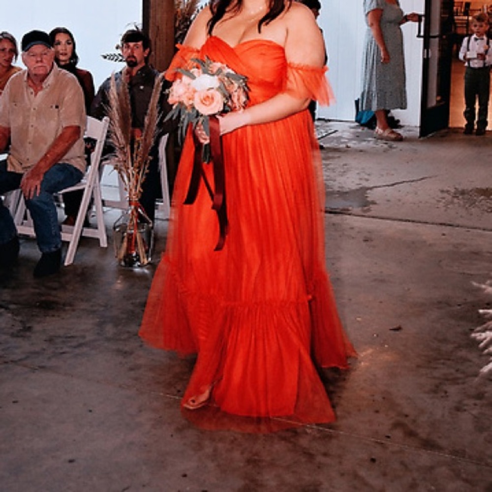 Burnt Orange Tulle Bridesmaid/ Prom Dress